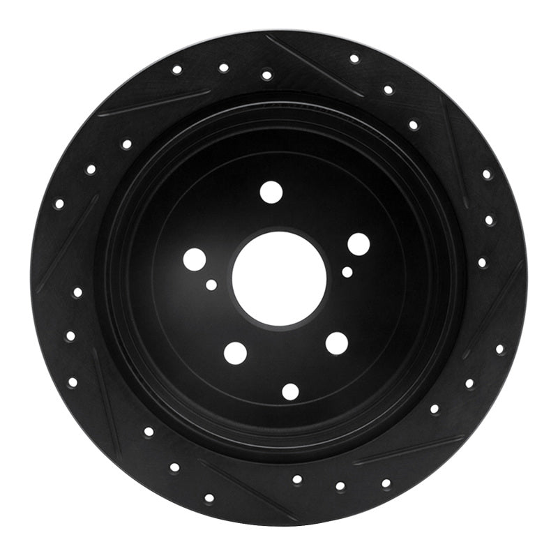 R1 10-20 Lexus RX450h Rear Left Drilled & Slotted Black Brake Rotor-Brake Rotors - Slot & Drilled-Grocery Getter Performance