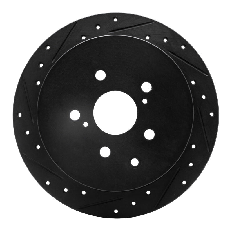 R1 10-20 Lexus RX450h Rear Left Drilled & Slotted Black Brake Rotor-Brake Rotors - Slot & Drilled-Grocery Getter Performance