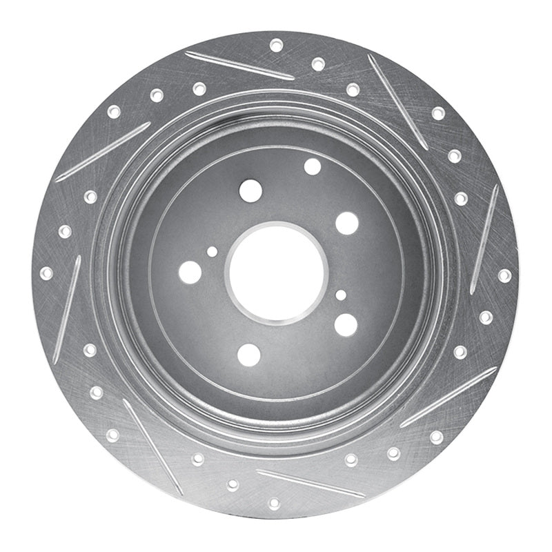 R1 10-20 Lexus RX450h Rear Left Drilled & Slotted Silver Brake Rotor-Brake Rotors - Slot & Drilled-Grocery Getter Performance