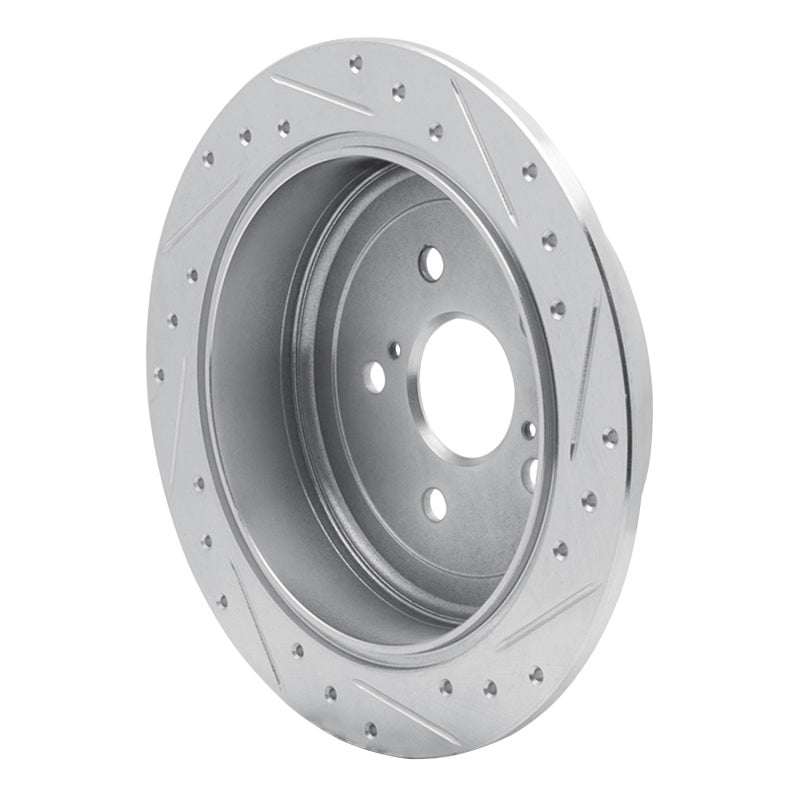 R1 10-20 Lexus RX450h Rear Left Drilled & Slotted Silver Brake Rotor-Brake Rotors - Slot & Drilled-Grocery Getter Performance