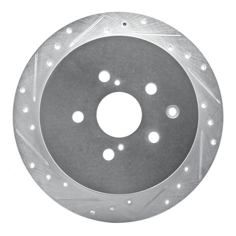 R1 10-20 Lexus RX450h Rear Left Drilled & Slotted Silver Brake Rotor-Brake Rotors - Slot & Drilled-Grocery Getter Performance
