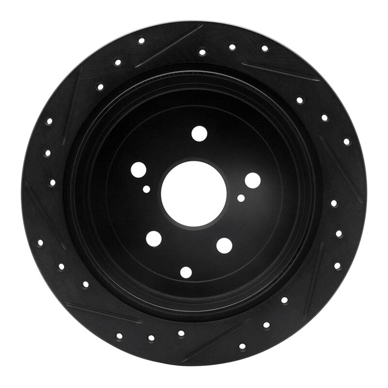 R1 10-20 Lexus RX450h Rear Right Drilled & Slotted Black Brake Rotor-Brake Rotors - Slot & Drilled-Grocery Getter Performance