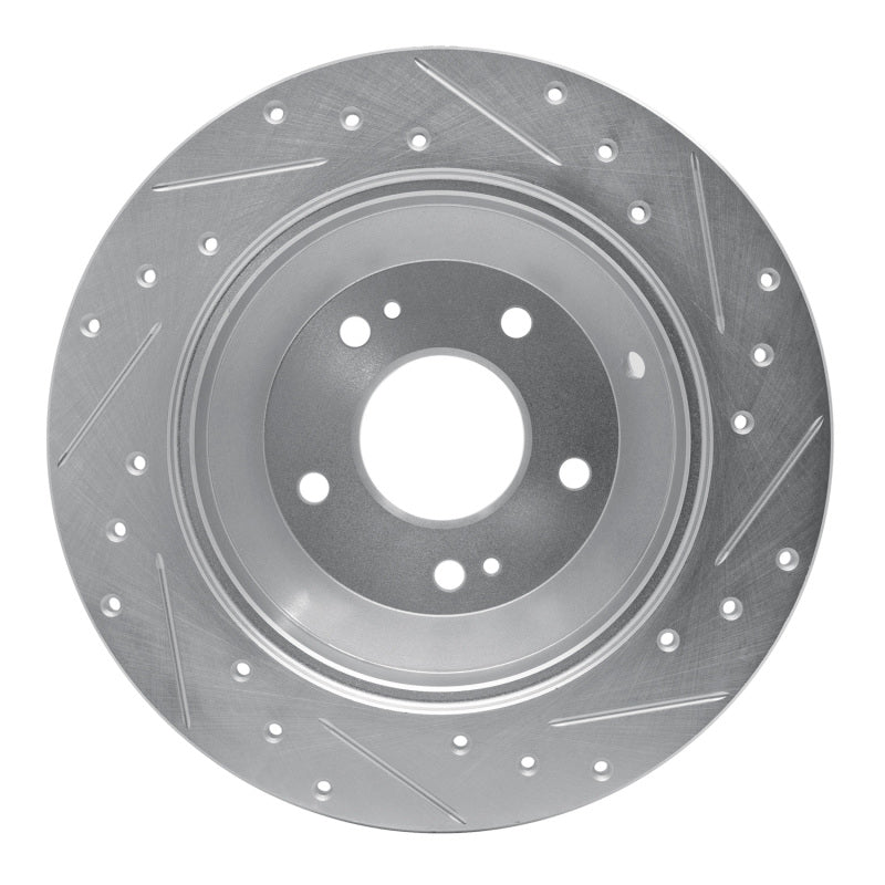 R1 10-21 Hyundai Santa Fe Rear Left Drilled & Slotted Silver Brake Rotor-Brake Rotors - Slot & Drilled-Grocery Getter Performance