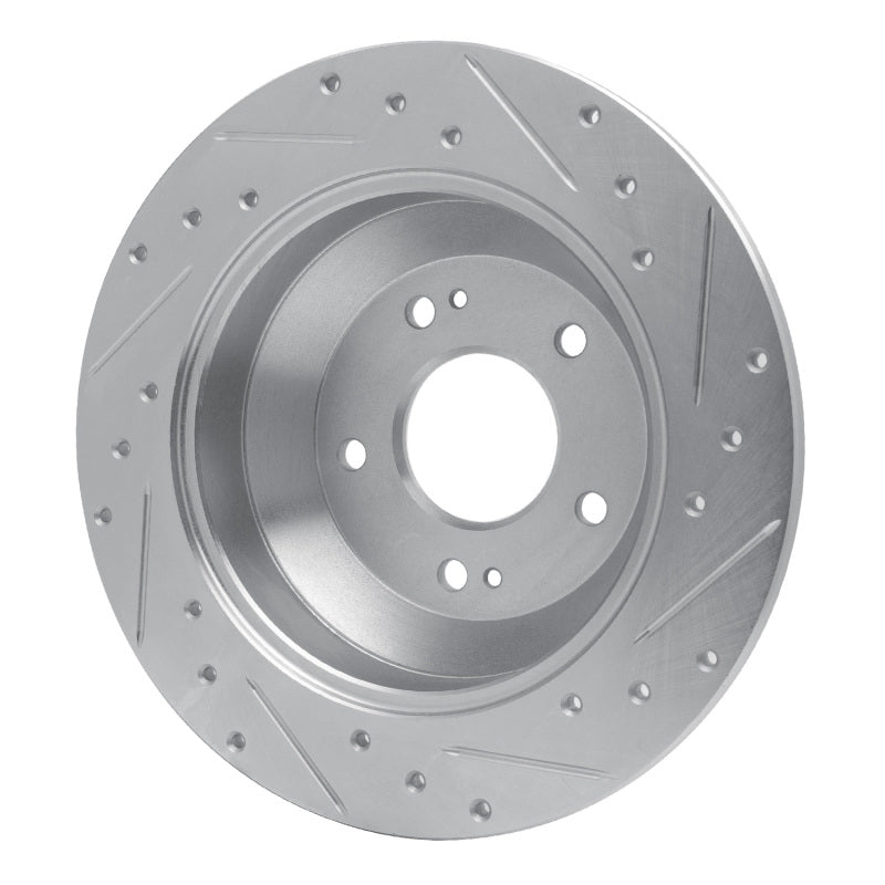 R1 10-21 Hyundai Santa Fe Rear Left Drilled & Slotted Silver Brake Rotor-Brake Rotors - Slot & Drilled-Grocery Getter Performance