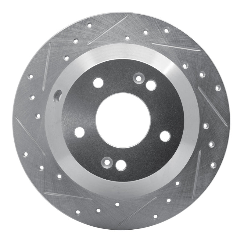 R1 10-21 Hyundai Santa Fe Rear Left Drilled & Slotted Silver Brake Rotor-Brake Rotors - Slot & Drilled-Grocery Getter Performance