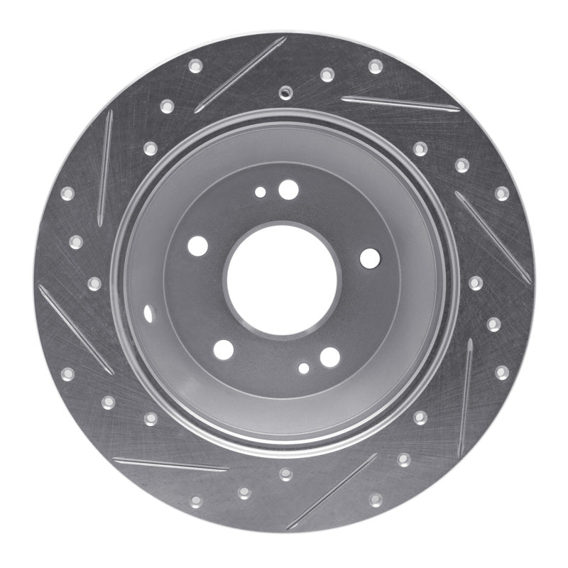 R1 10-21 Hyundai Santa Fe Rear Right Drilled & Slotted Silver Brake Rotor-Brake Rotors - Slot & Drilled-Grocery Getter Performance