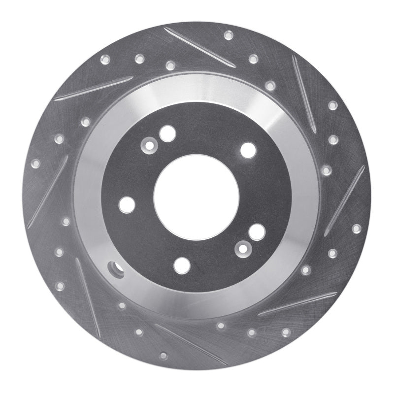 R1 10-21 Hyundai Santa Fe Rear Right Drilled & Slotted Silver Brake Rotor-Brake Rotors - Slot & Drilled-Grocery Getter Performance