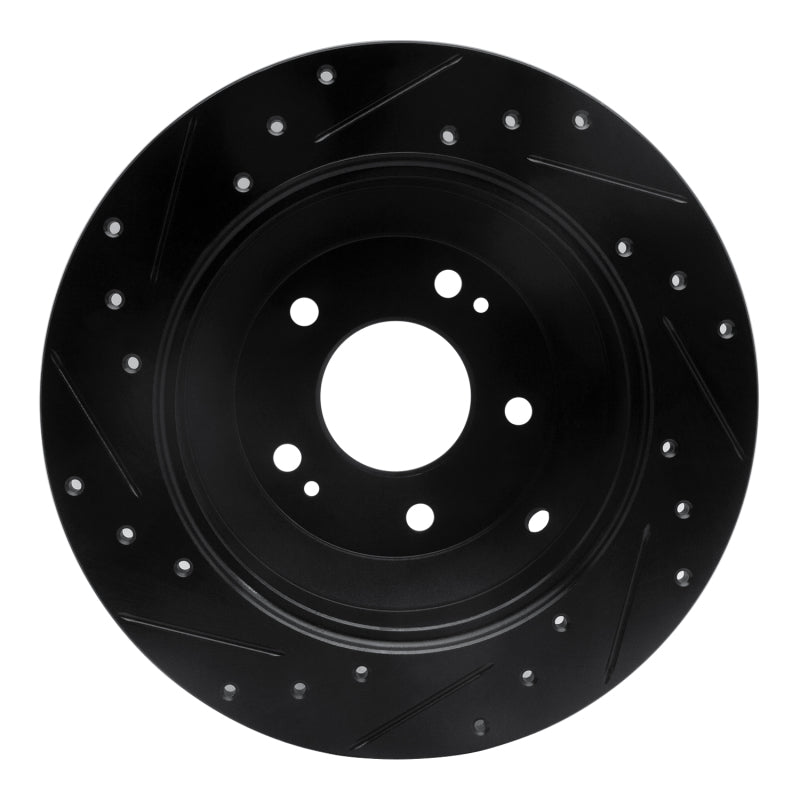 R1 10-21 Hyundai Santa Fe XL Rear Right Drilled & Slotted Black Brake Rotor-Brake Rotors - Slot & Drilled-Grocery Getter Performance