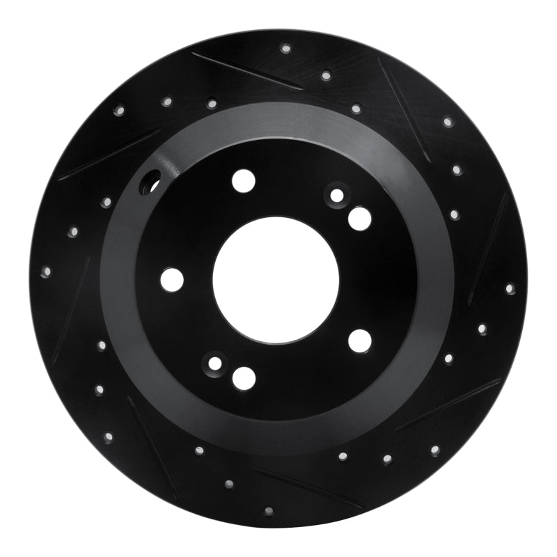 R1 10-21 Hyundai Santa Fe XL Rear Right Drilled & Slotted Black Brake Rotor-Brake Rotors - Slot & Drilled-Grocery Getter Performance