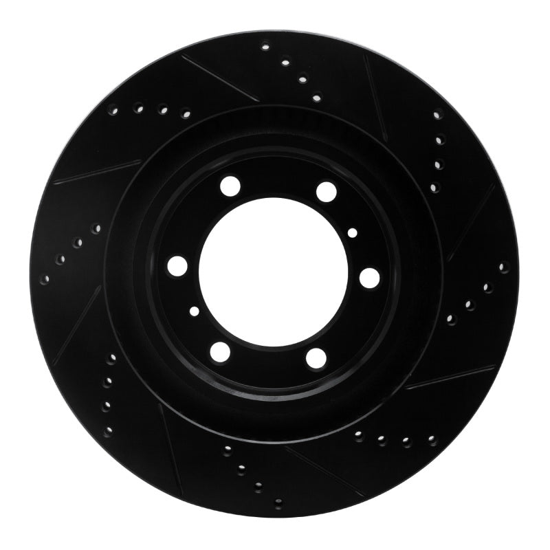 R1 10-24 Lexus GX460 Front Left Drilled & Slotted Black Brake Rotor-Brake Rotors - Slot & Drilled-Grocery Getter Performance