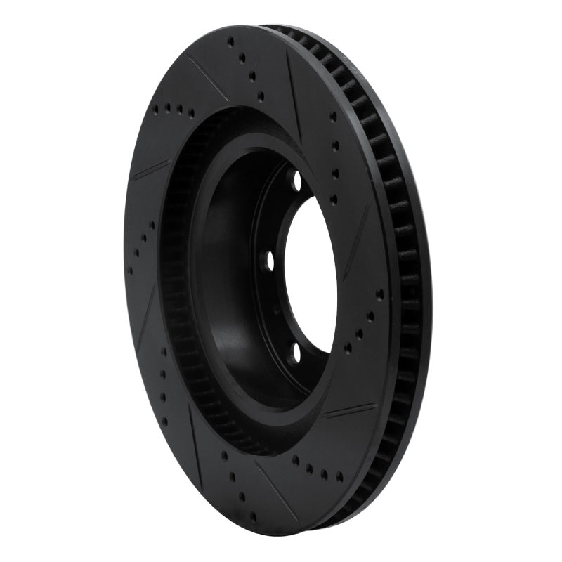 R1 10-24 Lexus GX460 Front Left Drilled & Slotted Black Brake Rotor-Brake Rotors - Slot & Drilled-Grocery Getter Performance