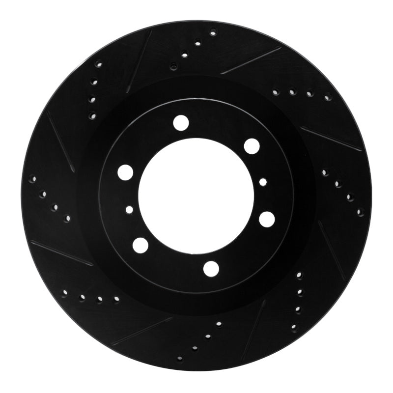 R1 10-24 Lexus GX460 Front Left Drilled & Slotted Black Brake Rotor-Brake Rotors - Slot & Drilled-Grocery Getter Performance