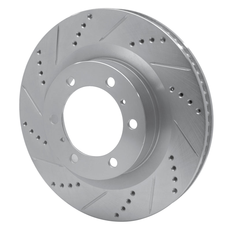 R1 10-24 Lexus GX460 Front Left Drilled & Slotted Silver Brake Rotor-Brake Rotors - Slot & Drilled-Grocery Getter Performance
