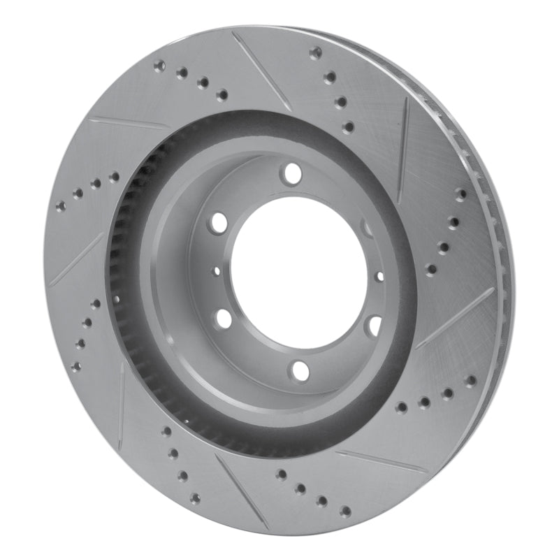 R1 10-24 Lexus GX460 Front Left Drilled & Slotted Silver Brake Rotor-Brake Rotors - Slot & Drilled-Grocery Getter Performance