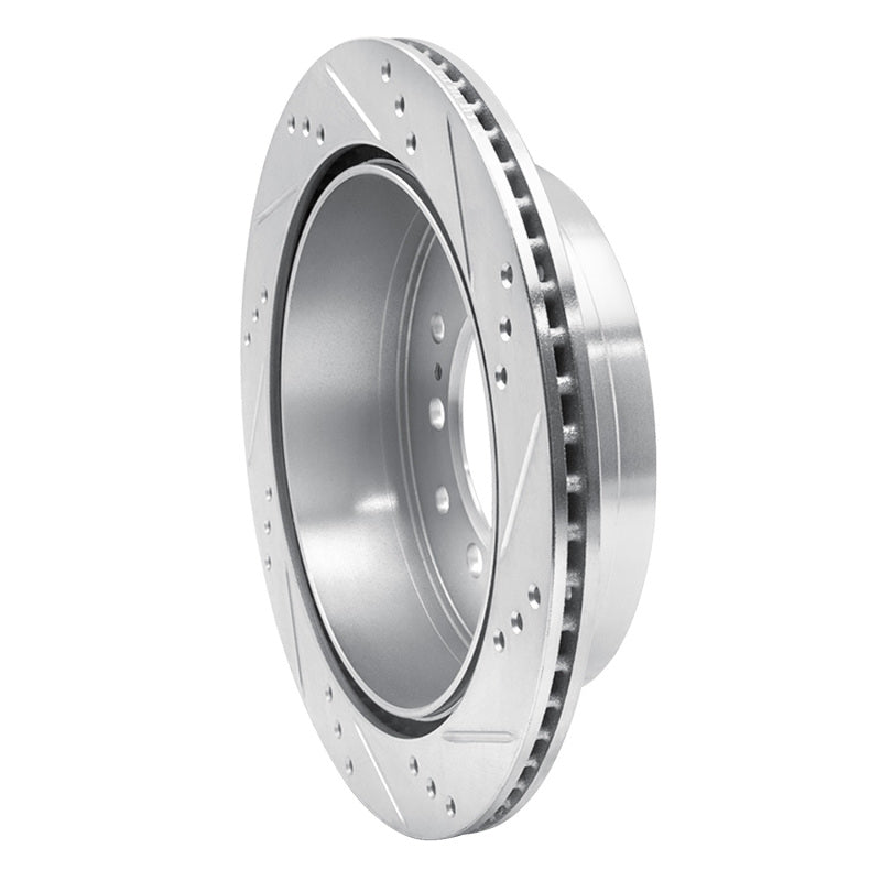R1 10-24 Lexus GX460 Rear Left Drilled & Slotted Silver Brake Rotor-Brake Rotors - Slot & Drilled-Grocery Getter Performance