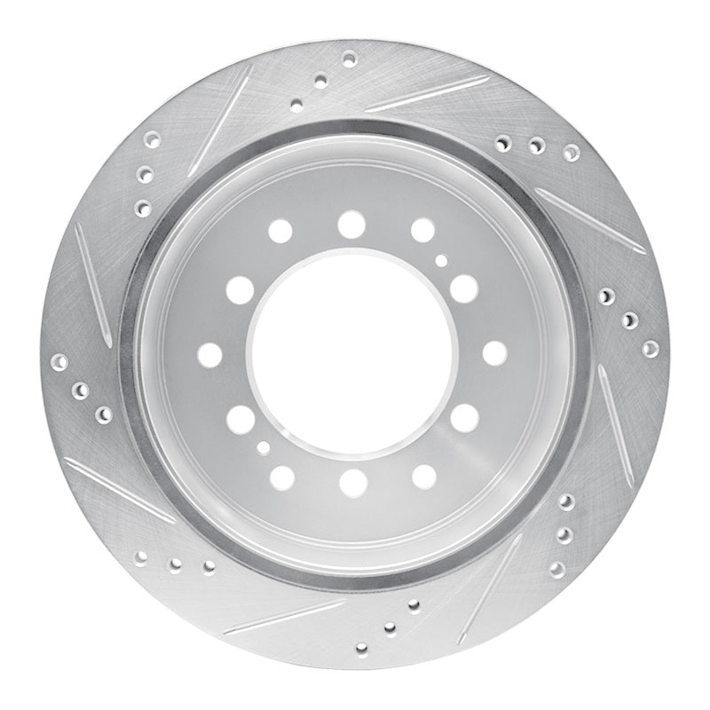 R1 10-24 Lexus GX460 Rear Right Drilled & Slotted Silver Brake Rotor-Brake Rotors - Slot & Drilled-Grocery Getter Performance