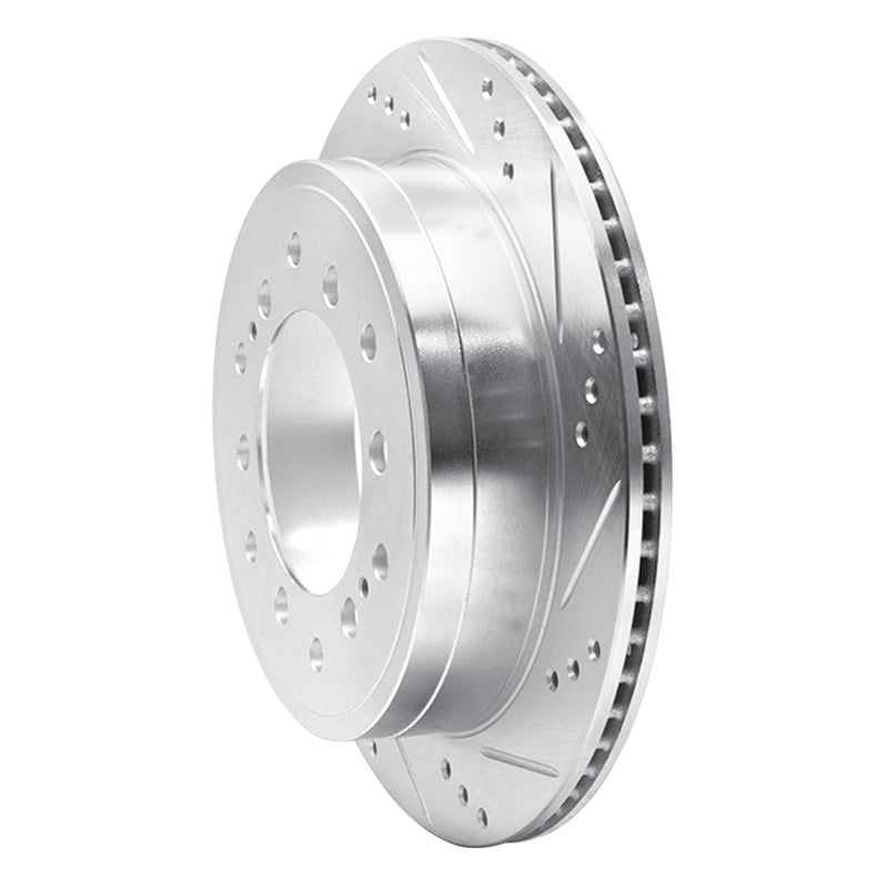 R1 10-24 Lexus GX460 Rear Right Drilled & Slotted Silver Brake Rotor-Brake Rotors - Slot & Drilled-Grocery Getter Performance