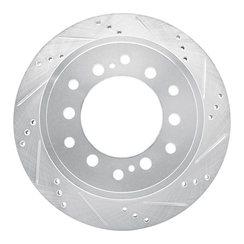 R1 10-24 Lexus GX460 Rear Right Drilled & Slotted Silver Brake Rotor-Brake Rotors - Slot & Drilled-Grocery Getter Performance