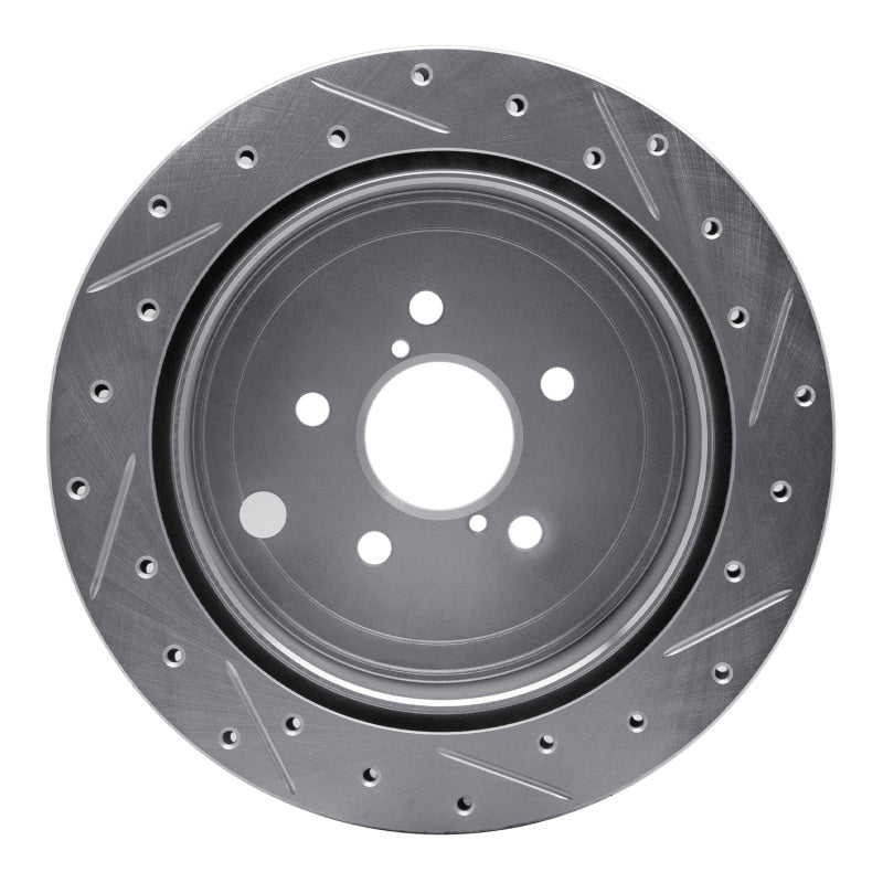 R1 10-25 Scion FR-S Rear Left Drilled & Slotted Silver Brake Rotor-Brake Rotors - Slot & Drilled-Grocery Getter Performance