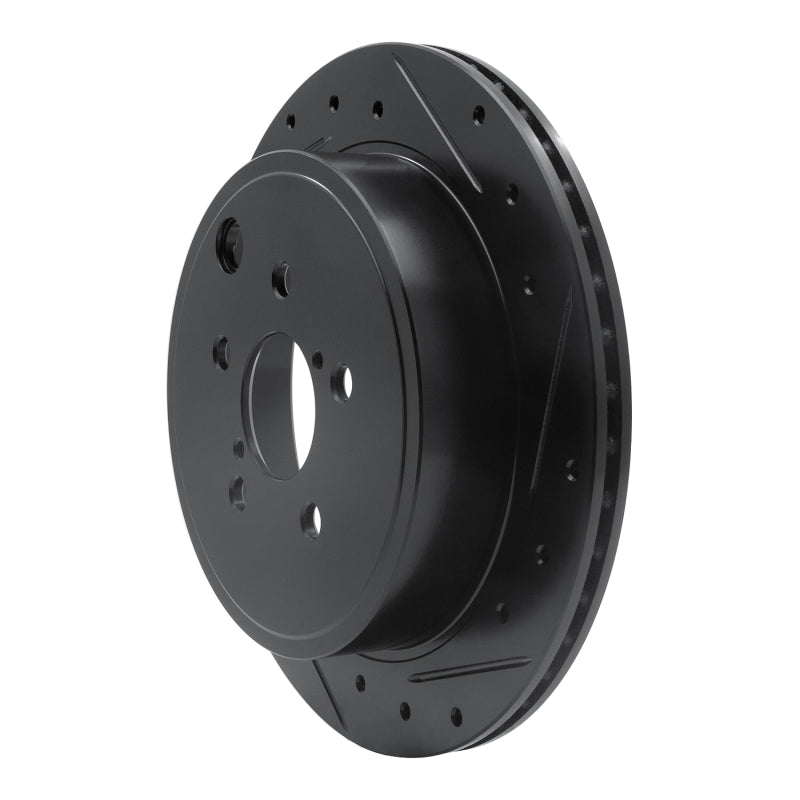 R1 10-25 Scion FR-S Rear Right Drilled & Slotted Black Brake Rotor-Brake Rotors - Slot & Drilled-Grocery Getter Performance