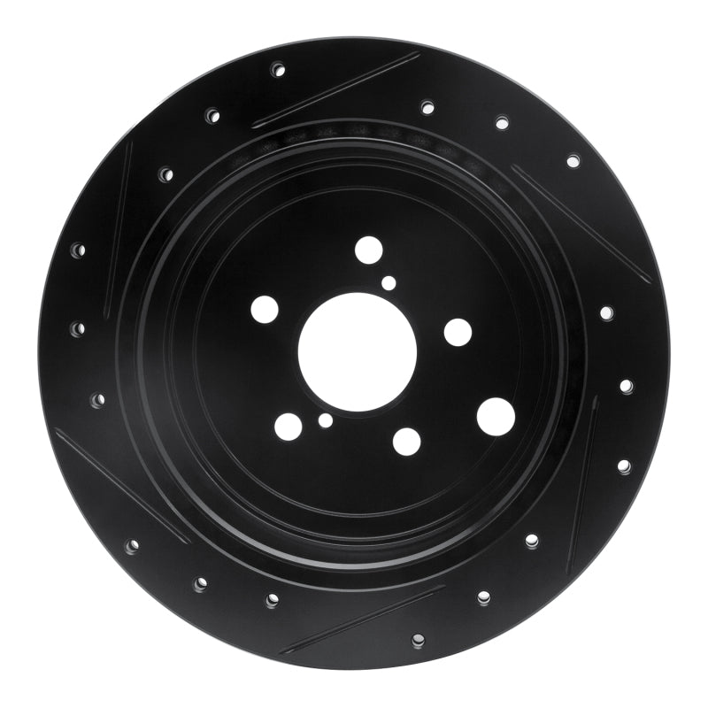 R1 10-25 Scion FR-S Rear Right Drilled & Slotted Black Brake Rotor-Brake Rotors - Slot & Drilled-Grocery Getter Performance