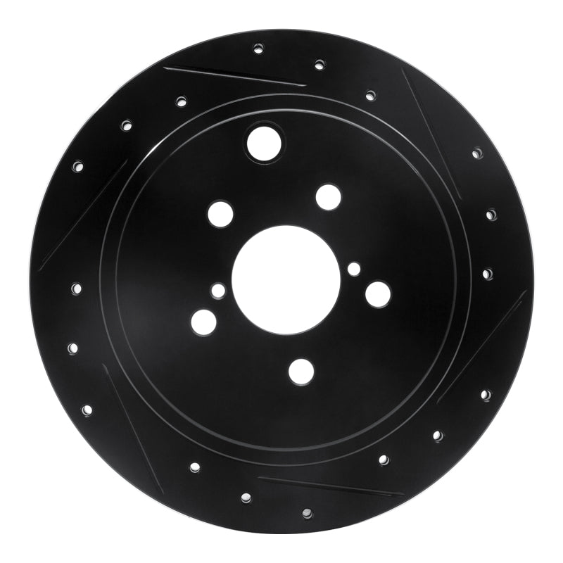 R1 10-25 Scion FR-S Rear Right Drilled & Slotted Black Brake Rotor-Brake Rotors - Slot & Drilled-Grocery Getter Performance