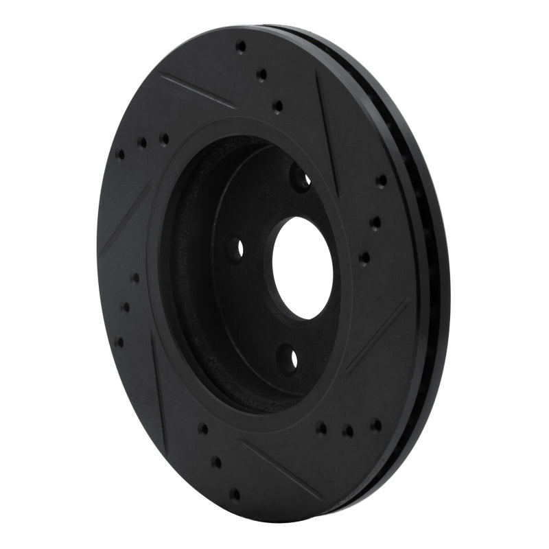R1 11-15 Mazda 2 (Mexico) Front Left Drilled & Slotted Black Brake Rotor-Brake Rotors - Slot & Drilled-Grocery Getter Performance