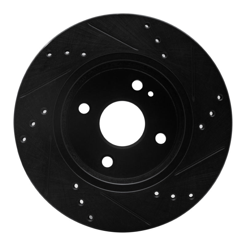 R1 11-15 Mazda 2 (Mexico) Front Left Drilled & Slotted Black Brake Rotor-Brake Rotors - Slot & Drilled-Grocery Getter Performance