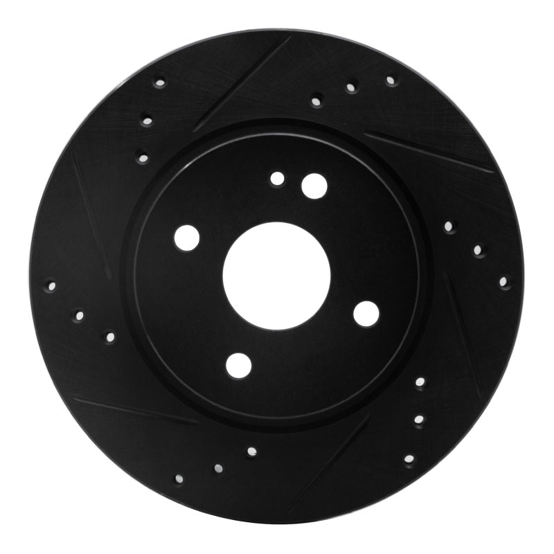 R1 11-15 Mazda 2 (Mexico) Front Left Drilled & Slotted Black Brake Rotor-Brake Rotors - Slot & Drilled-Grocery Getter Performance