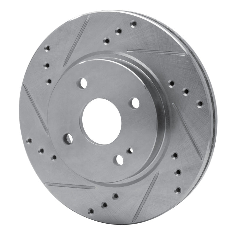 R1 11-15 Mazda 2 (Mexico) Front Left Drilled & Slotted Silver Brake Rotor-Brake Rotors - Slot & Drilled-Grocery Getter Performance
