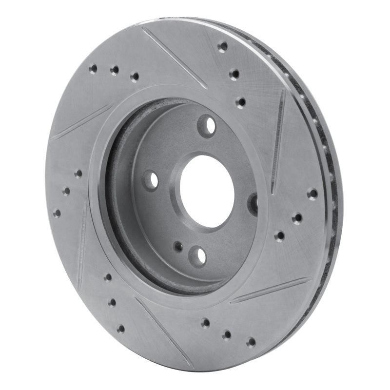 R1 11-15 Mazda 2 (Mexico) Front Left Drilled & Slotted Silver Brake Rotor-Brake Rotors - Slot & Drilled-Grocery Getter Performance