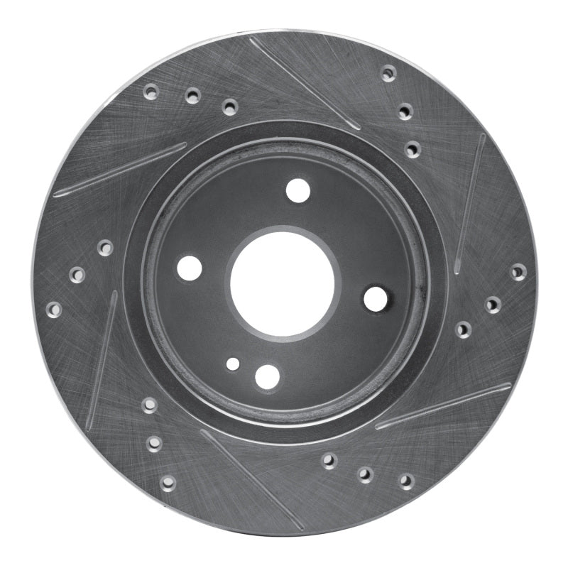R1 11-15 Mazda 2 (Mexico) Front Left Drilled & Slotted Silver Brake Rotor-Brake Rotors - Slot & Drilled-Grocery Getter Performance