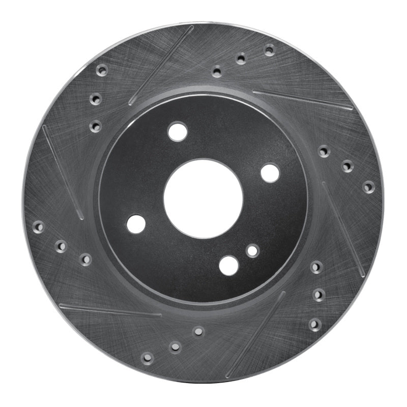 R1 11-15 Mazda 2 (Mexico) Front Left Drilled & Slotted Silver Brake Rotor-Brake Rotors - Slot & Drilled-Grocery Getter Performance