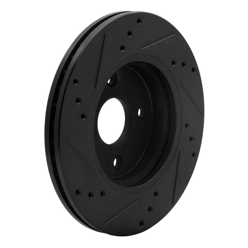 R1 11-15 Mazda 2 (Mexico) Front Right Drilled & Slotted Black Brake Rotor-Brake Rotors - Slot & Drilled-Grocery Getter Performance