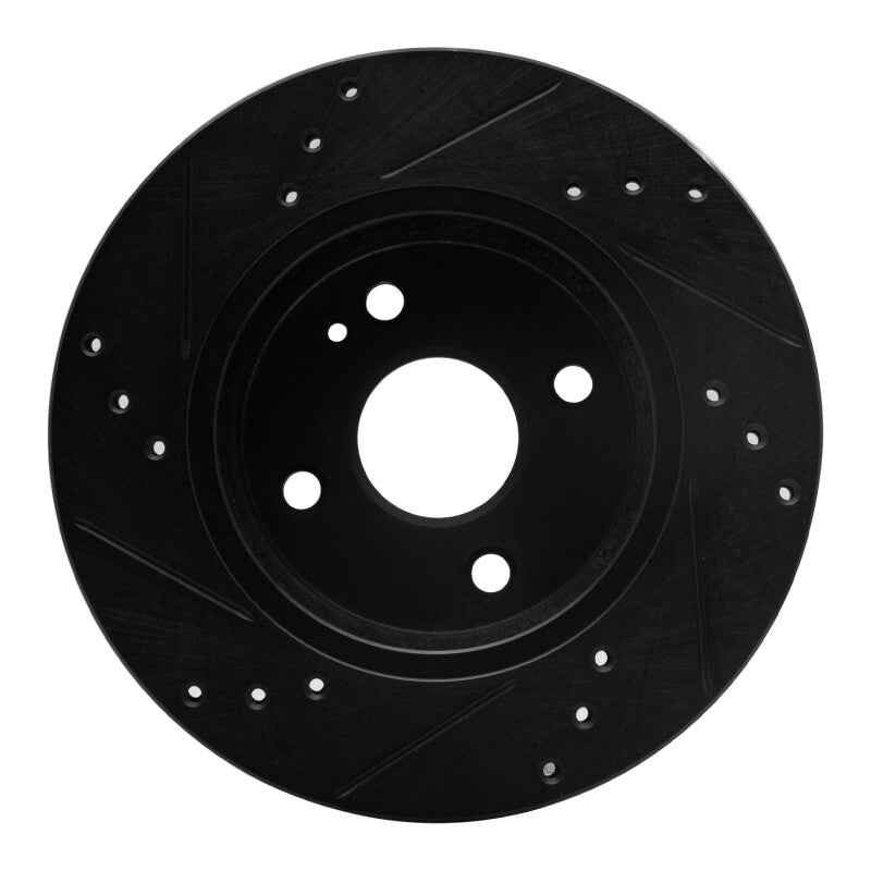 R1 11-15 Mazda 2 (Mexico) Front Right Drilled & Slotted Black Brake Rotor-Brake Rotors - Slot & Drilled-Grocery Getter Performance
