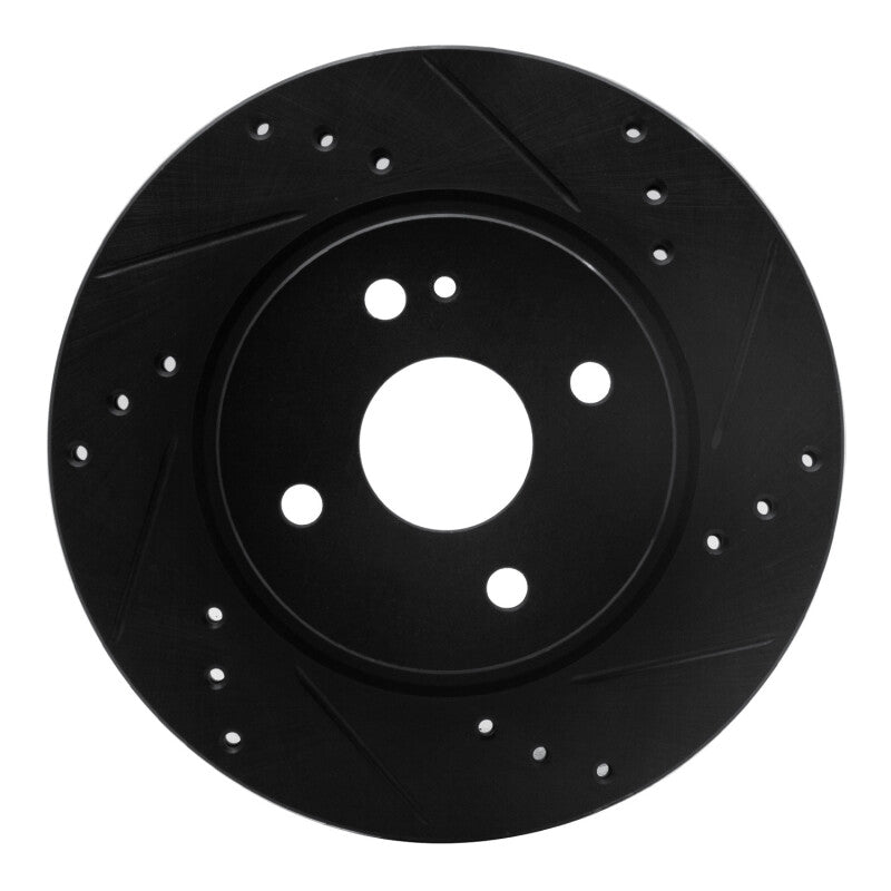 R1 11-15 Mazda 2 (Mexico) Front Right Drilled & Slotted Black Brake Rotor-Brake Rotors - Slot & Drilled-Grocery Getter Performance