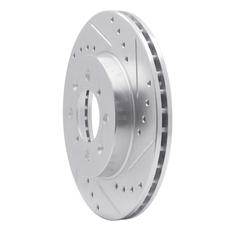 R1 11-15 Mazda 2 (USA/Canada) Front Right Drilled & Slotted Silver Brake Rotor-Brake Rotors - Slot & Drilled-Grocery Getter Performance