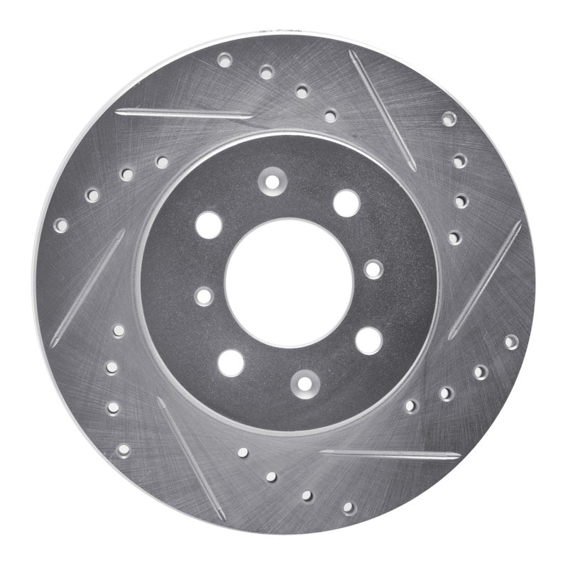 R1 11-15 Mazda 2 (USA/Canada) Front Right Drilled & Slotted Silver Brake Rotor-Brake Rotors - Slot & Drilled-Grocery Getter Performance