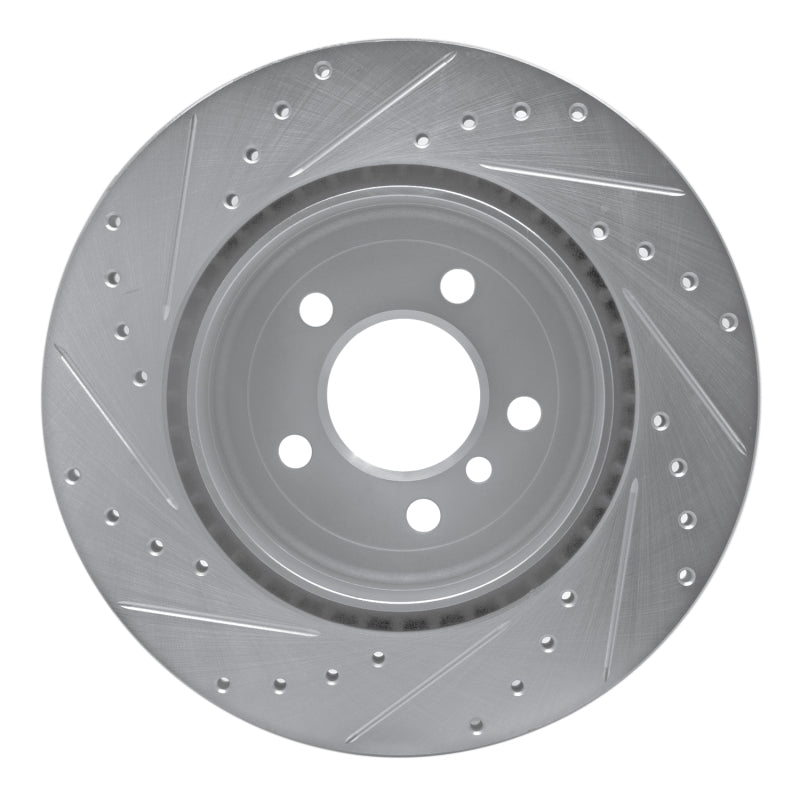 R1 11-16 BMW 528I Rear Right Drilled & Slotted Silver Brake Rotor-Brake Rotors - Slot & Drilled-Grocery Getter Performance