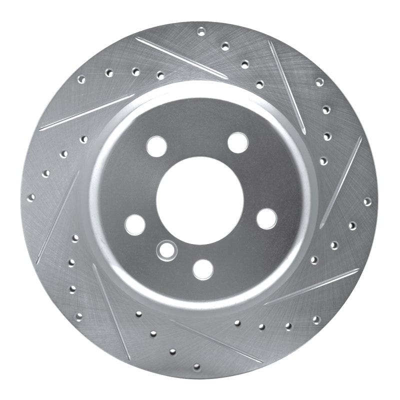 R1 11-16 BMW 528I Rear Right Drilled & Slotted Silver Brake Rotor-Brake Rotors - Slot & Drilled-Grocery Getter Performance