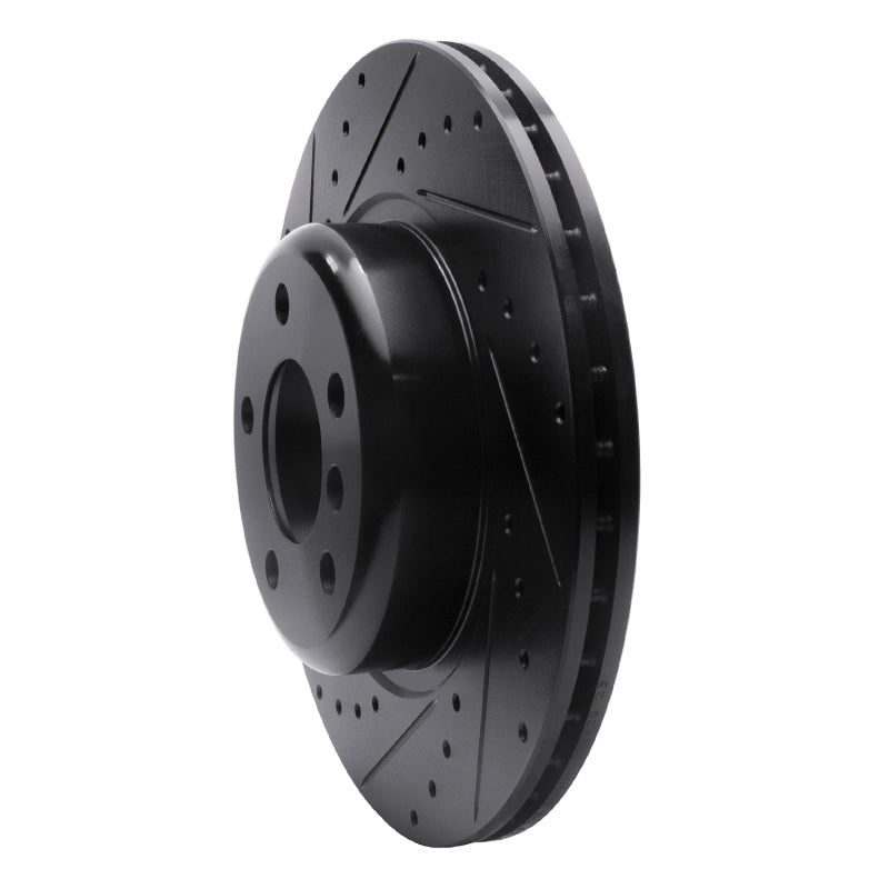 R1 11-16 BMW 528I xDrive Front Left Drilled & Slotted Black Brake Rotor-Brake Rotors - Slot & Drilled-Grocery Getter Performance
