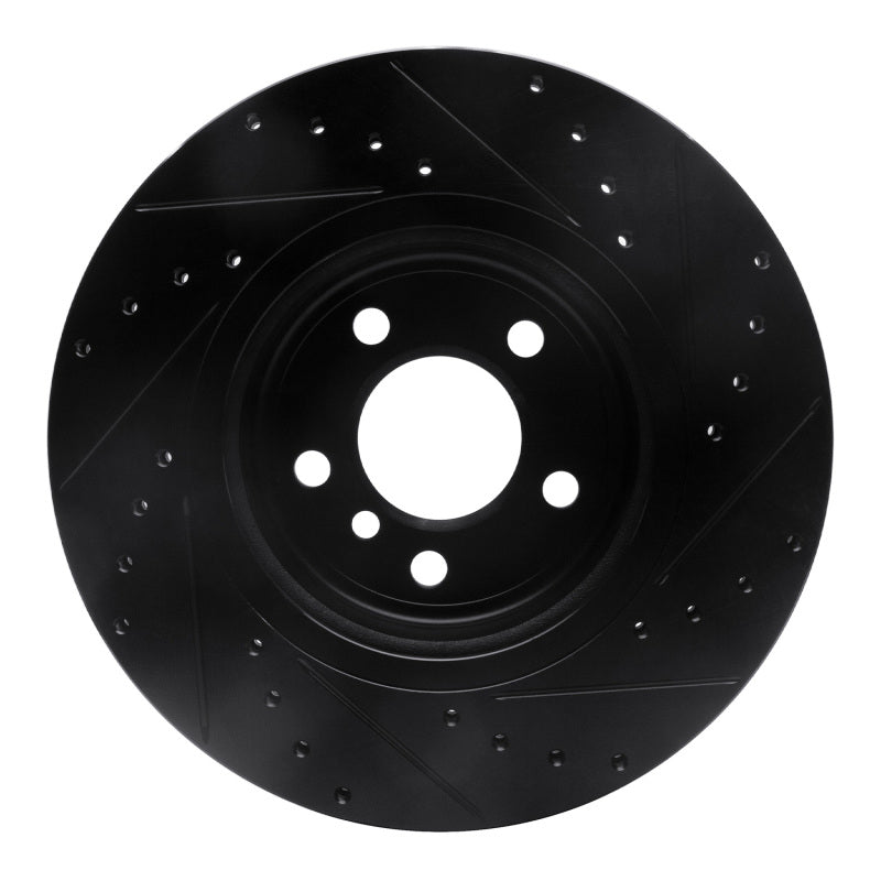 R1 11-16 BMW 528I xDrive Front Left Drilled & Slotted Black Brake Rotor-Brake Rotors - Slot & Drilled-Grocery Getter Performance