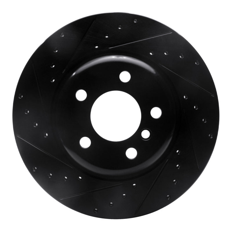 R1 11-16 BMW 528I xDrive Front Left Drilled & Slotted Black Brake Rotor-Brake Rotors - Slot & Drilled-Grocery Getter Performance