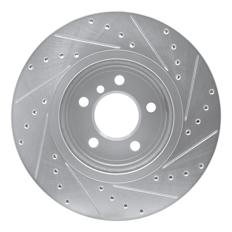R1 11-16 BMW 528I xDrive Front Left Drilled & Slotted Silver Brake Rotor-Brake Rotors - Slot & Drilled-Grocery Getter Performance