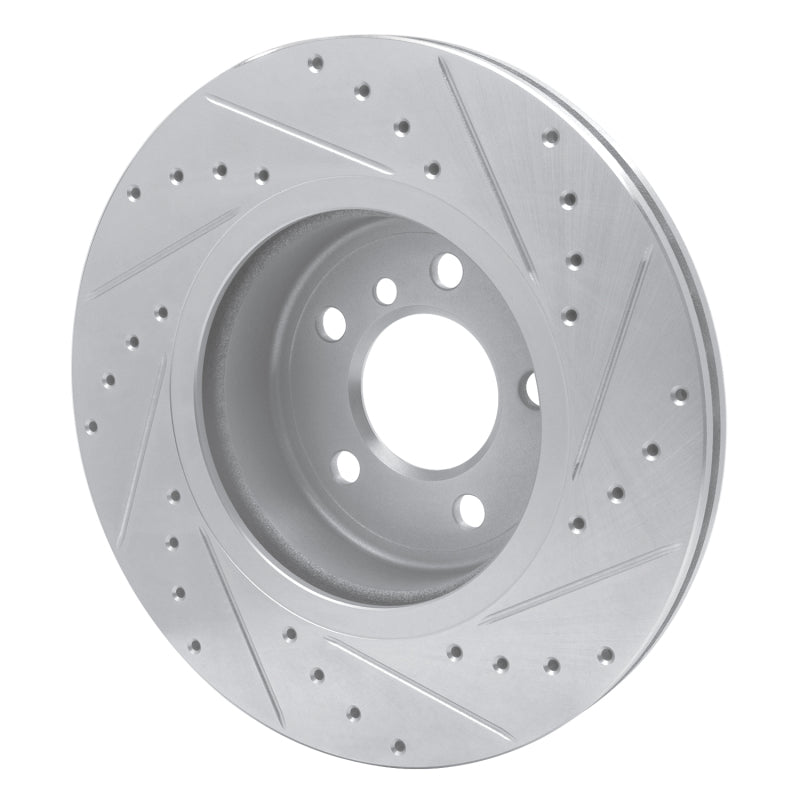 R1 11-16 BMW 528I xDrive Front Left Drilled & Slotted Silver Brake Rotor-Brake Rotors - Slot & Drilled-Grocery Getter Performance