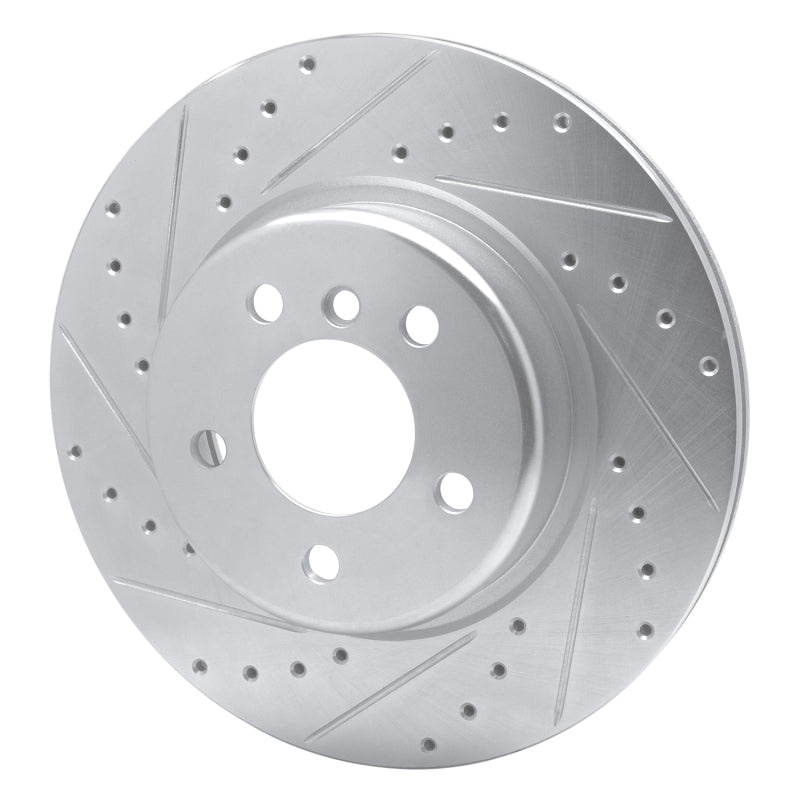 R1 11-16 BMW 528I xDrive Front Left Drilled & Slotted Silver Brake Rotor-Brake Rotors - Slot & Drilled-Grocery Getter Performance