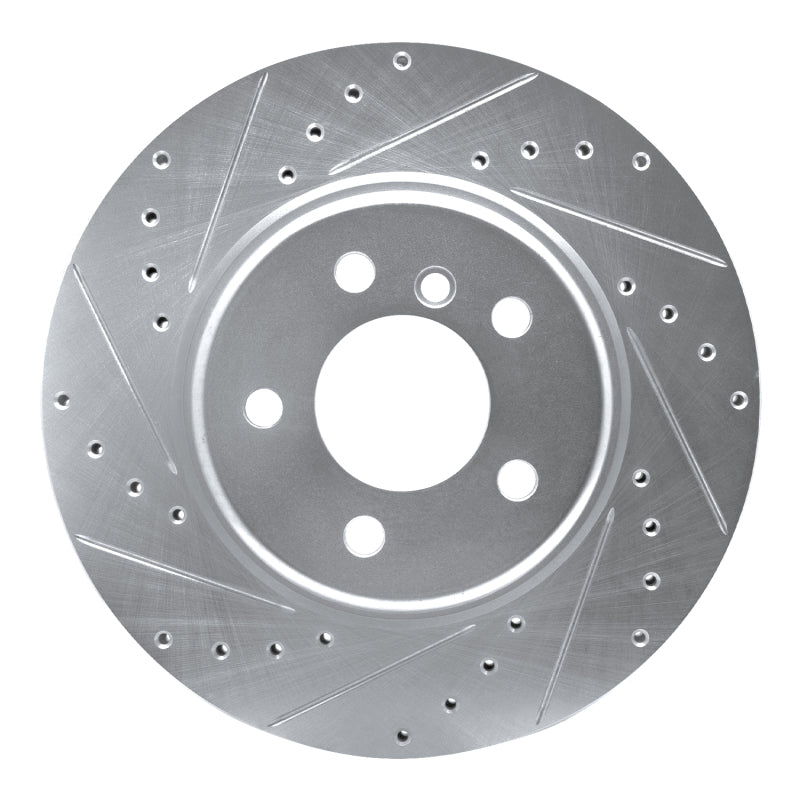 R1 11-16 BMW 528I xDrive Front Left Drilled & Slotted Silver Brake Rotor-Brake Rotors - Slot & Drilled-Grocery Getter Performance