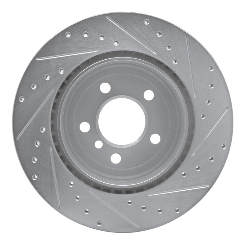 R1 11-16 BMW 528I xDrive Rear Left Drilled & Slotted Silver Brake Rotor-Brake Rotors - Slot & Drilled-Grocery Getter Performance