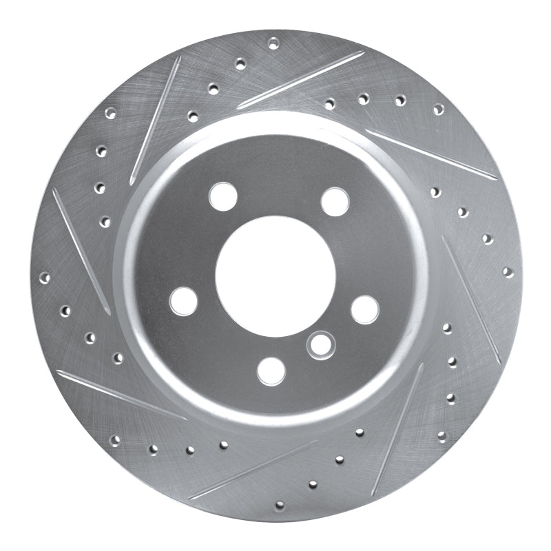 R1 11-16 BMW 528I xDrive Rear Left Drilled & Slotted Silver Brake Rotor-Brake Rotors - Slot & Drilled-Grocery Getter Performance