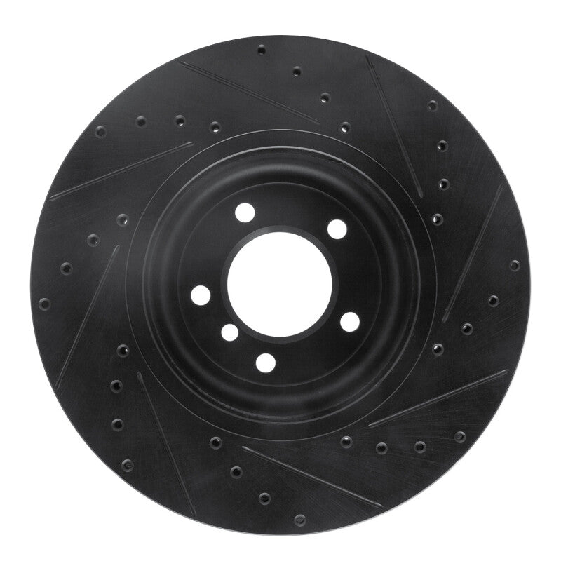 R1 11-16 BMW Z4 Front Left Drilled & Slotted Black Brake Rotor-Brake Rotors - Slot & Drilled-Grocery Getter Performance